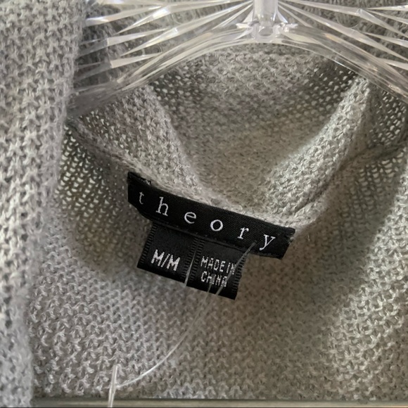 Theory Light Grey Giana Cashcotton Cardigan M - Picture 2 of 9